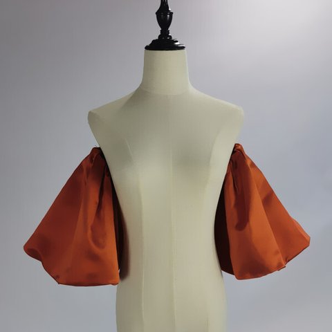 カラードレスアレンジ用 取り外し袖 テラコッタ ショルダーの付け袖 パフスリーブ 色オーダー可能