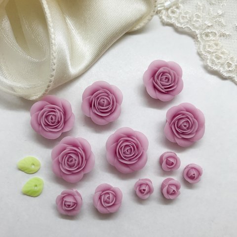 パープル  樹脂 薔薇 パーツ 7