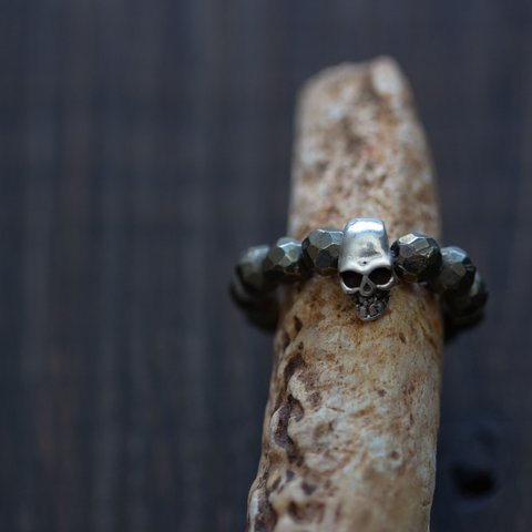 ＊Pyrite & Silver925 skull リング