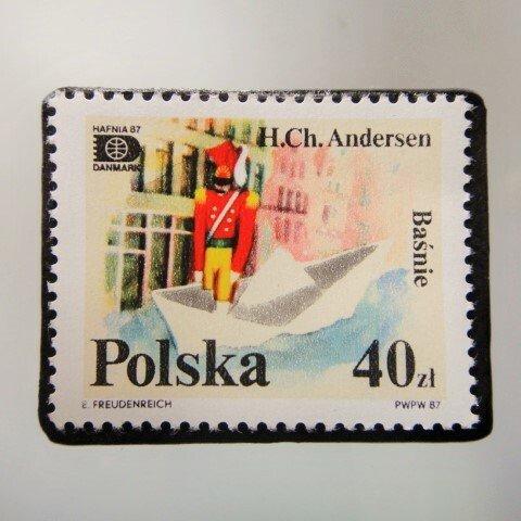 ポーランド　童話切手ブローチ　4898