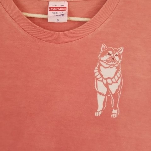 型染めSサイズ動物Tシャツ(男女兼用)  ～柴犬&アイビー～