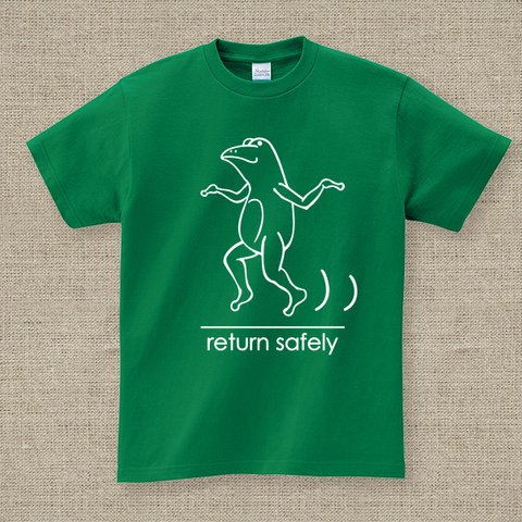 【アダルトサイズ】英語で 無事蛙くん 緑 Tシャツ
