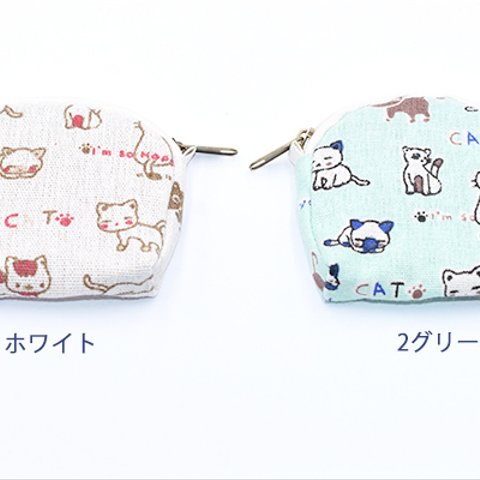 KW20_2  3個 かわいい猫財布 綿布 半円  3X【1ヶ】