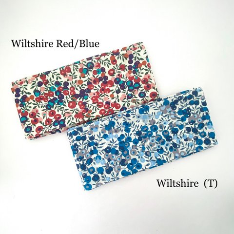 輸入リバティ🇬🇧リボンスカーフ　Wiltshire Red/Blue