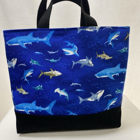 小さめレッスンバッグ⭐️お道具箱入れにもなる持ちやすいサイズ✨海　お魚