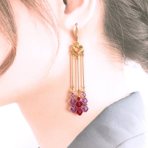 97.煌きを放つ✨✨💎シャンデリアピアス💜