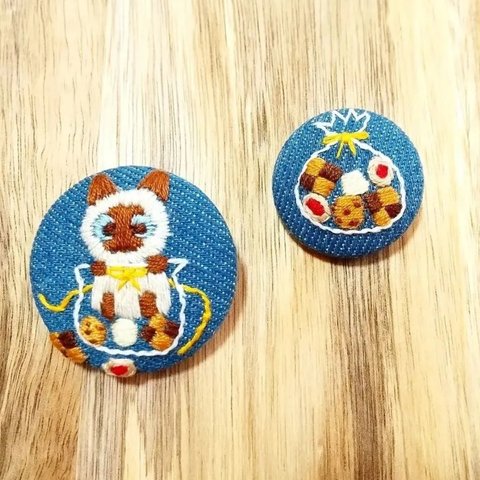 シャム猫 クッキー 詰め合わせ 刺繍ブローチ