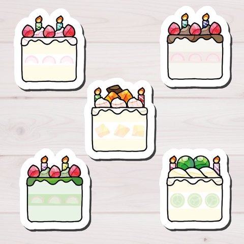 フレークシール 手帳シール  10枚セット 名前が書ける誕生日ケーキ