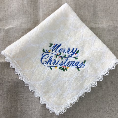 メリークリスマス！ミシン刺繍のハンドタオル