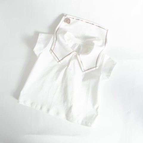 セーラー襟のニットシャツ【半袖／長袖】【ホワイト】【80サイズ】誕生日やお出かけの日に♩