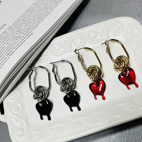 ★heart×pierce（black and red）