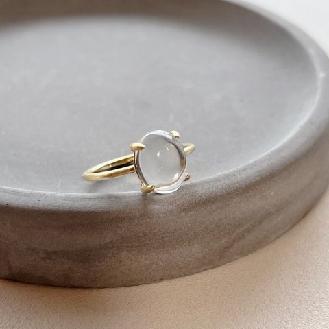 天然石　クリスタル　天然水晶　AAA  爪留めリング　指輪　silver925 18KGP 