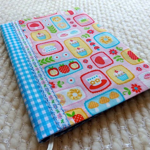 ティータイムノートブックカバーとレトロロマンチックノートブック、Tea time notebook, Cute donut cupcake fabric covered retro notebook
