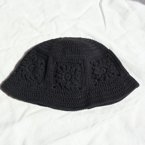 black flower bucket hat ᪥キッズ バケハ フラワー