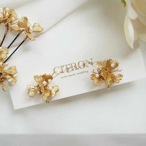 ［ sample sale ］gold flower petit earrings
