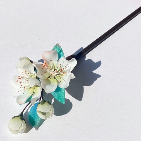 【1点のみ】リアル白い花梨の花かんざし
