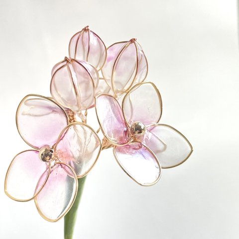 【B級品】桜色の紫陽花のミニかんざし