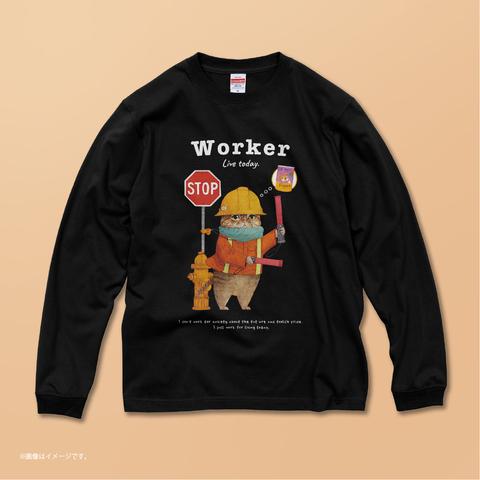 ハイクオリティー ロングTシャツ「WORKER 働くネコ。/送料無料