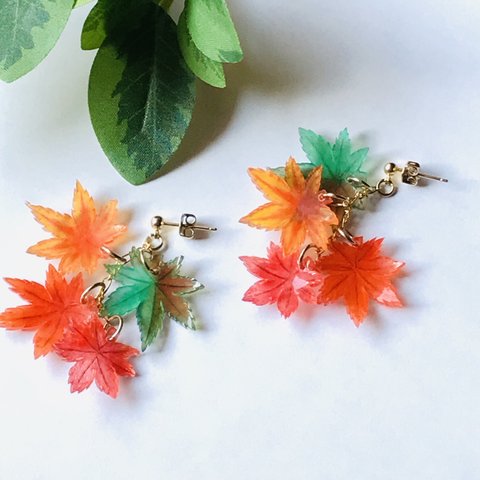 【再販】紅葉　ピアス　イヤリング