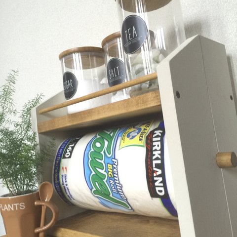 2段kitchen paper shelf コストコsize キッチンペーパー スパイスラック