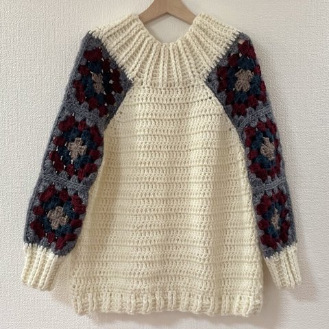 ☆handmade☆手編み 🎄モチーフ編みセーター