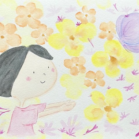 【惹かれ合う】　水彩絵の具　原画　イラスト