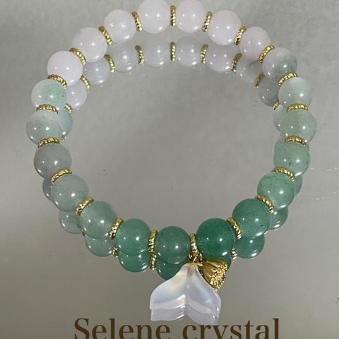 玉髄　グラデーション　ブレスレット　カルセドニー　　ホエールテール　Selene crystal