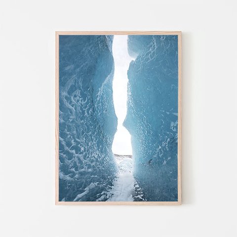 ヴァトナヨークトル氷河 / アイスランド 氷の洞窟 入口 ヨーロッパ ポスター 写真 青 自然 アートプリント