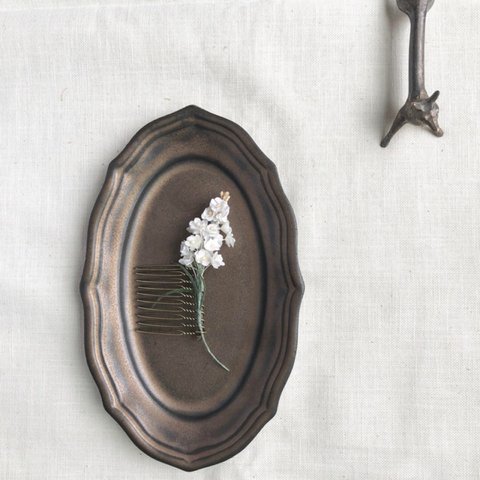 Small flower hair comb【white】