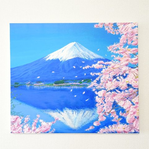 桜と富士山/絵画  アクリル