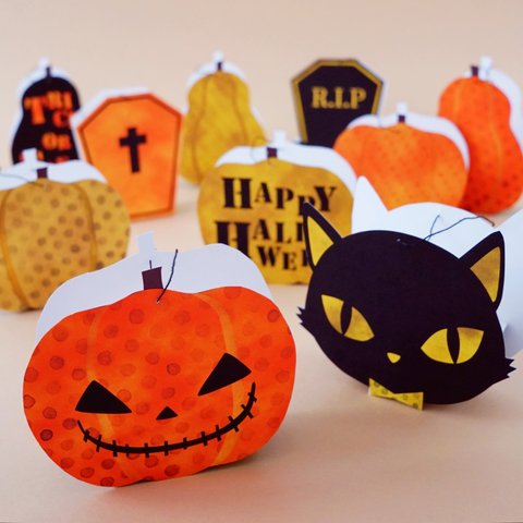 【150円OFF/お菓子が入る】お菓子が入るハロウィン・オーナメント（お得な20個セット）ジャックオーランタン