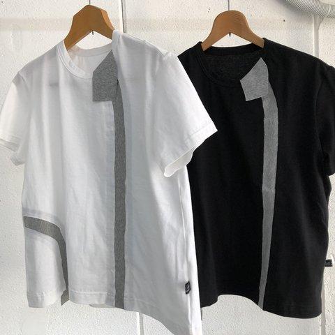 (受注生産)切りっぱなしラインTシャツ☆黒☆