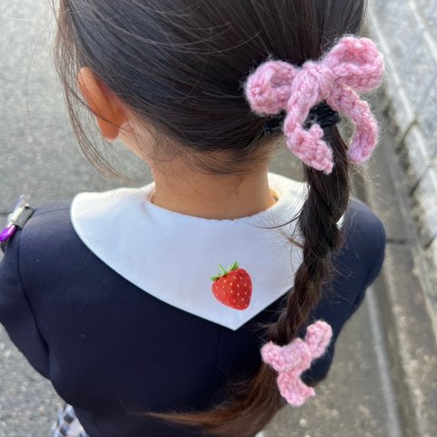 🧶毛糸のリボンゴム🎀2つセット