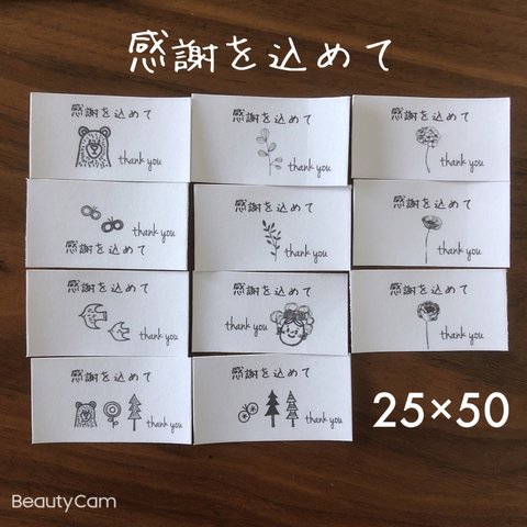 25×50サイズ　A4シート　感謝を込めて　手書き風　サンキューシール　アソート