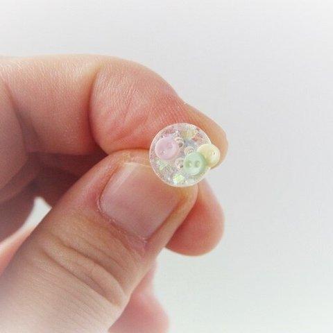 【受注生産】透明感 キラキラ　ボタンにボタンピアス⁂イヤリングに変更可✳︎