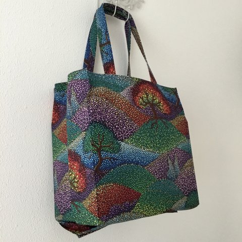 点描風景エコバッグ、ジュエルトーンタイト・アンド・タイディ・トートバッグ、Pointillism Landscape Tight ‘n’ Tidy Tote Bag, Eco bag, forest