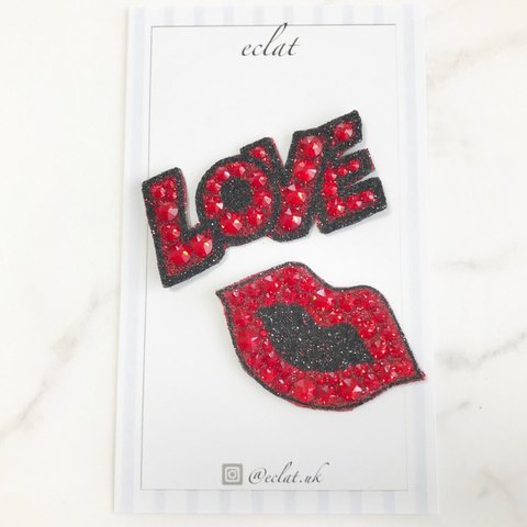 【リピorフィット】唇 &LOVE2点セットのDECOシール スマホアクセサリーやワッペン代わりに◎