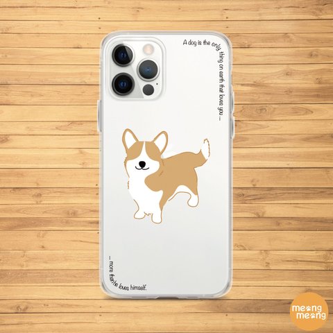 コーギー スマホケース【ほぼ全機種対応】クリア 犬 わんこ シンプル