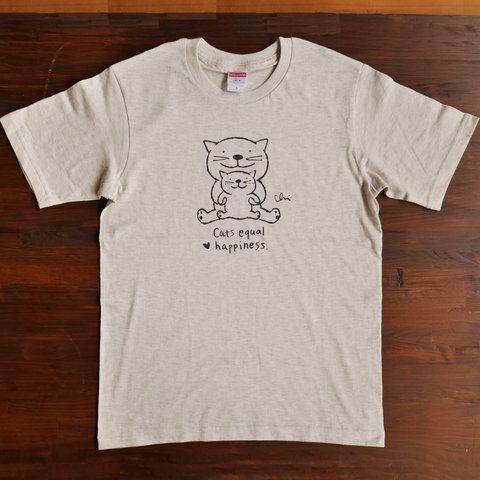 にゃんきーとすＴシャツ「おやこねこ」オートミール