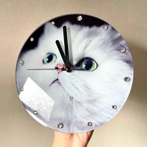 うちの子♡クリスタル時計(ガラス製)