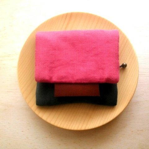 mini purse pouch (pink&dark green)