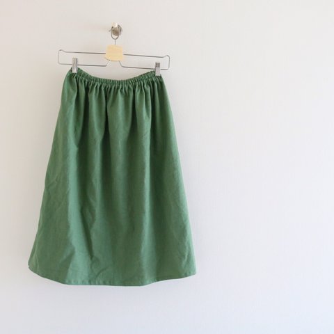 【受注生産】起毛　モスグリーンのコットンリネンスカート　ラプセニのスカート