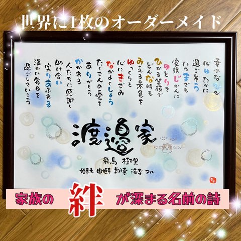 オーダー名前詩、描きます❣️特別な1枚を♡お祝い　サプライズ　　オーダーメイド ハンドメイド　ネームインポエム　インテリア　お名前入りポエム　　筆文字