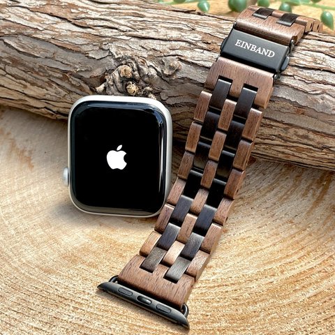 【木製バンド】EINBAND AppleWatch アップルウォッチ 天然木 木のベルト 22mm【クルミ サンダルウッド】