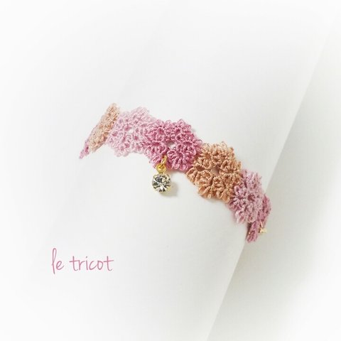 ⑮【bracelet pink】タティングレース