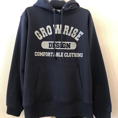 GROW RISE DESIGN    カレッジプリントパーカ（ネイビー）