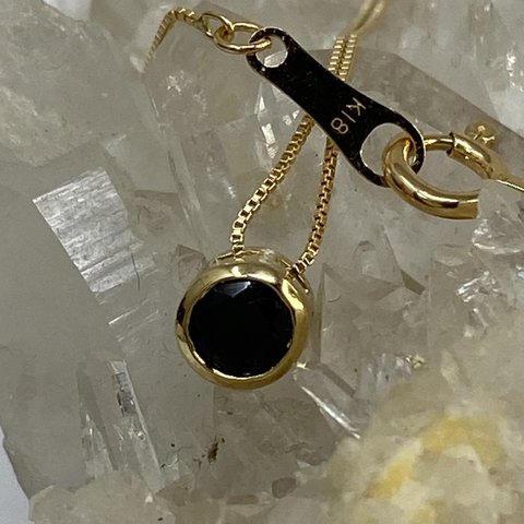 k18YG AU750 18金　天然ブラックダイヤモンド　0.29ct ペンダントネックレス