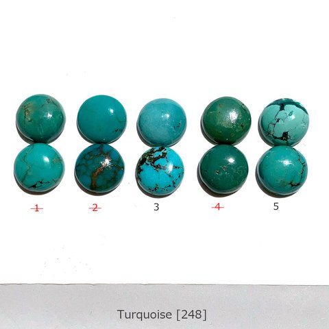 チベット産ターコイズ[248]円形2個セット　天然石 / カボション / ルース