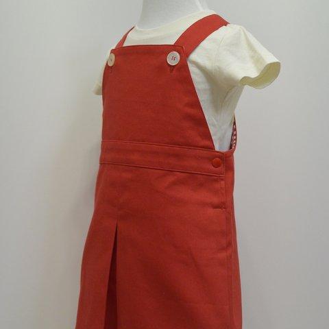 レトロな真っ赤なジャンパースカート（ベビー 90）