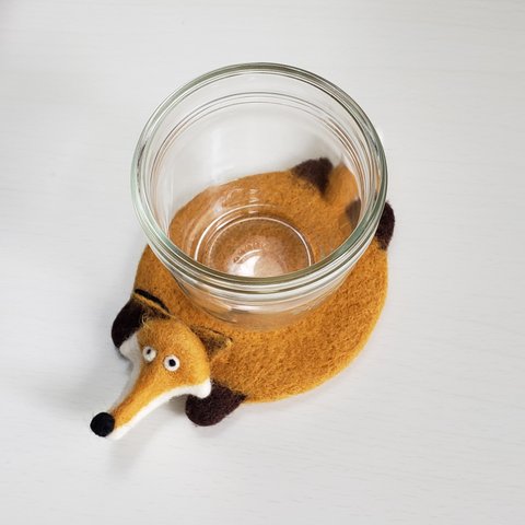 ブサイク狐(茶)のコースター